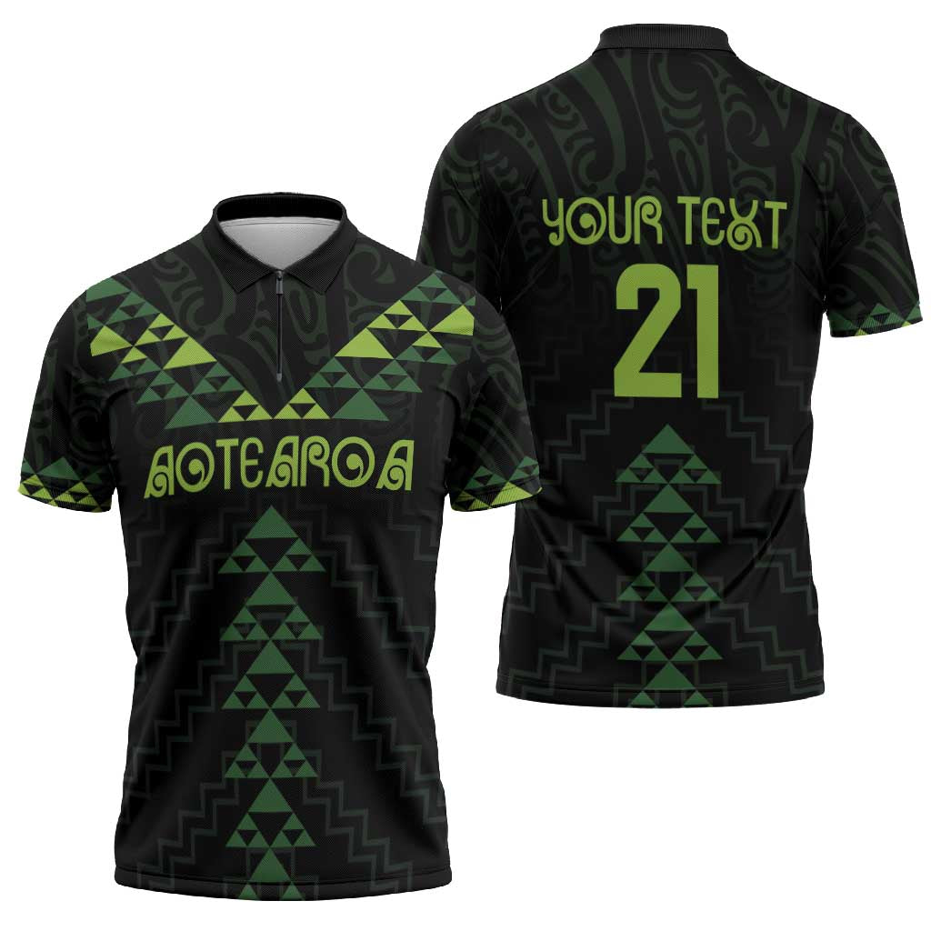 Custom New Zealand Maori Koru Koiri Motif Zipper Polo Shirt - Polynesian Pride