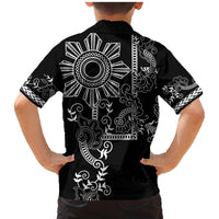 Filipino Sun Tribal Tattoo Family Matching Mermaid Dress and Hawaiian Shirt Philippines Inspired Barong Simple Black LT9 - Polynesian Pride