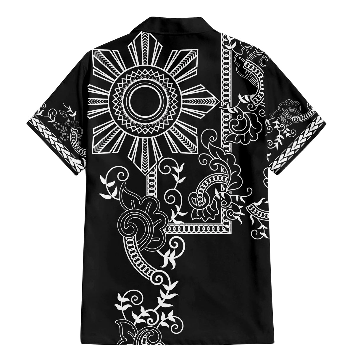 Filipino Sun Tribal Tattoo Family Matching Mermaid Dress and Hawaiian Shirt Philippines Inspired Barong Simple Black LT9 - Polynesian Pride