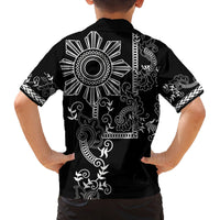 Filipino Sun Tribal Tattoo Family Matching Puletasi and Hawaiian Shirt Philippines Inspired Barong Simple Black LT9 - Polynesian Pride
