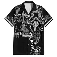 Filipino Sun Tribal Tattoo Family Matching Puletasi and Hawaiian Shirt Philippines Inspired Barong Simple Black LT9 Dad's Shirt - Short Sleeve Black - Polynesian Pride