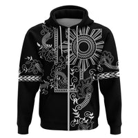 Filipino Sun Tribal Tattoo Hoodie Philippines Inspired Barong Simple Black LT9 Zip Hoodie Black - Polynesian Pride