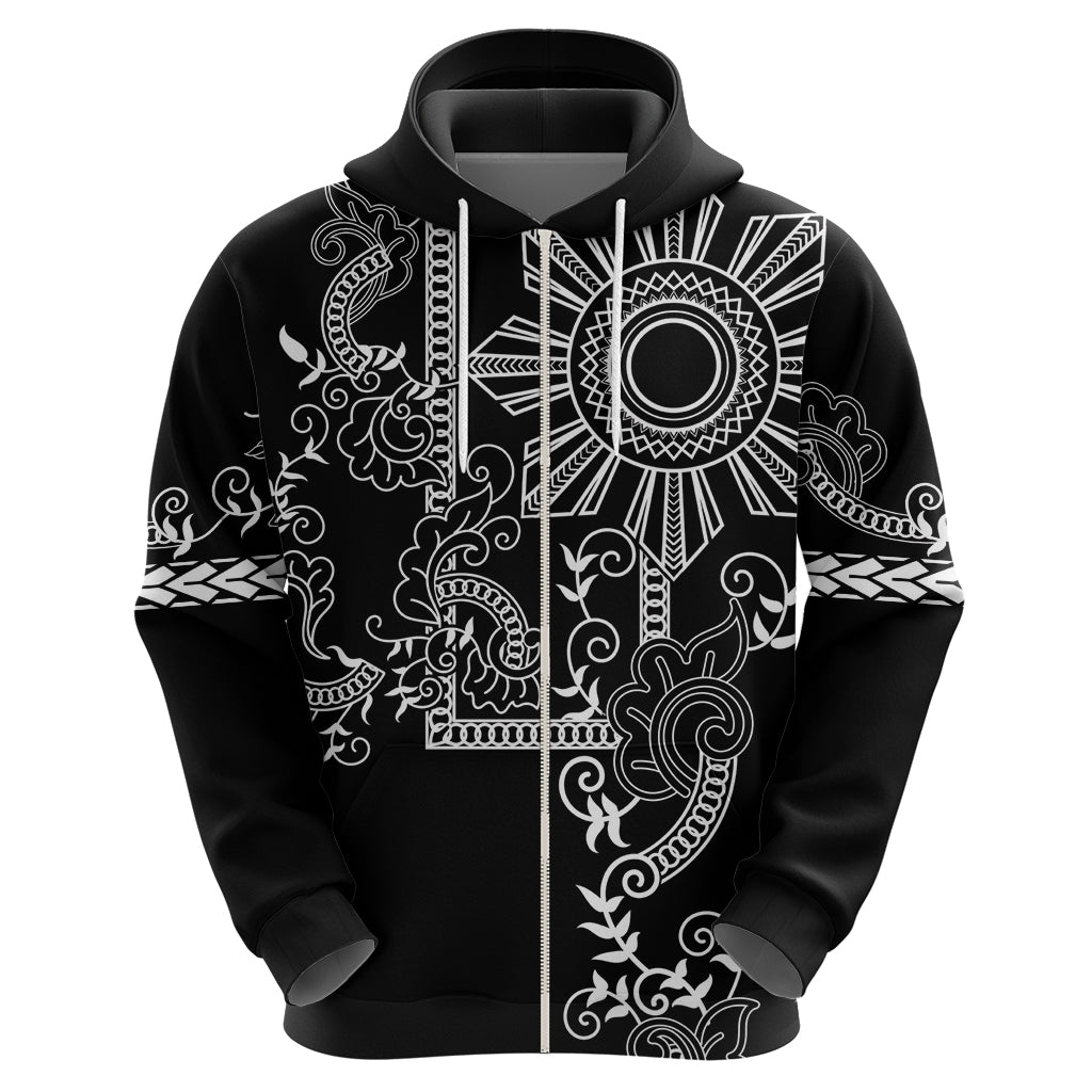 Filipino Sun Tribal Tattoo Hoodie Philippines Inspired Barong Simple Black LT9 - Polynesian Pride