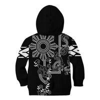 Filipino Sun Tribal Tattoo Kid Hoodie Philippines Inspired Barong Simple Black LT9 - Polynesian Pride
