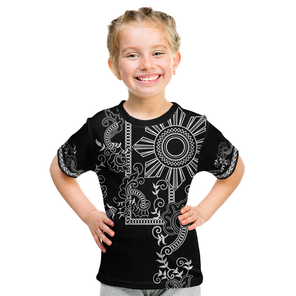 Filipino Sun Tribal Tattoo Kid T Shirt Philippines Inspired Barong Simple Black LT9 Black - Polynesian Pride