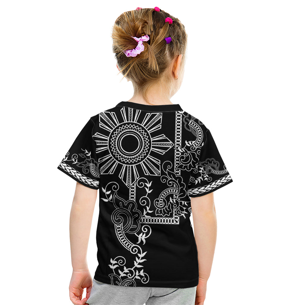 Filipino Sun Tribal Tattoo Kid T Shirt Philippines Inspired Barong Simple Black LT9 - Polynesian Pride