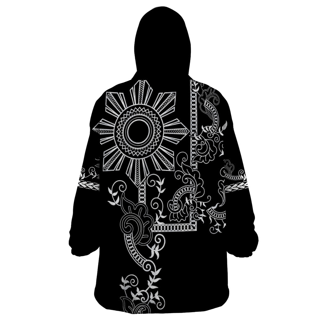 Filipino Sun Tribal Tattoo Wearable Blanket Hoodie Philippines Inspired Barong Simple Black LT9 - Polynesian Pride