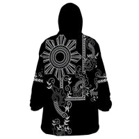 Filipino Sun Tribal Tattoo Wearable Blanket Hoodie Philippines Inspired Barong Simple Black LT9 - Polynesian Pride