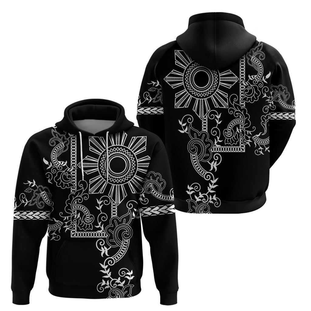 Filipino Sun Tribal Tattoo Zip Hoodie Philippines Inspired Barong Simple Black LT9 - Polynesian Pride