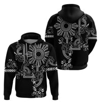 Filipino Sun Tribal Tattoo Zip Hoodie Philippines Inspired Barong Simple Black LT9 - Polynesian Pride