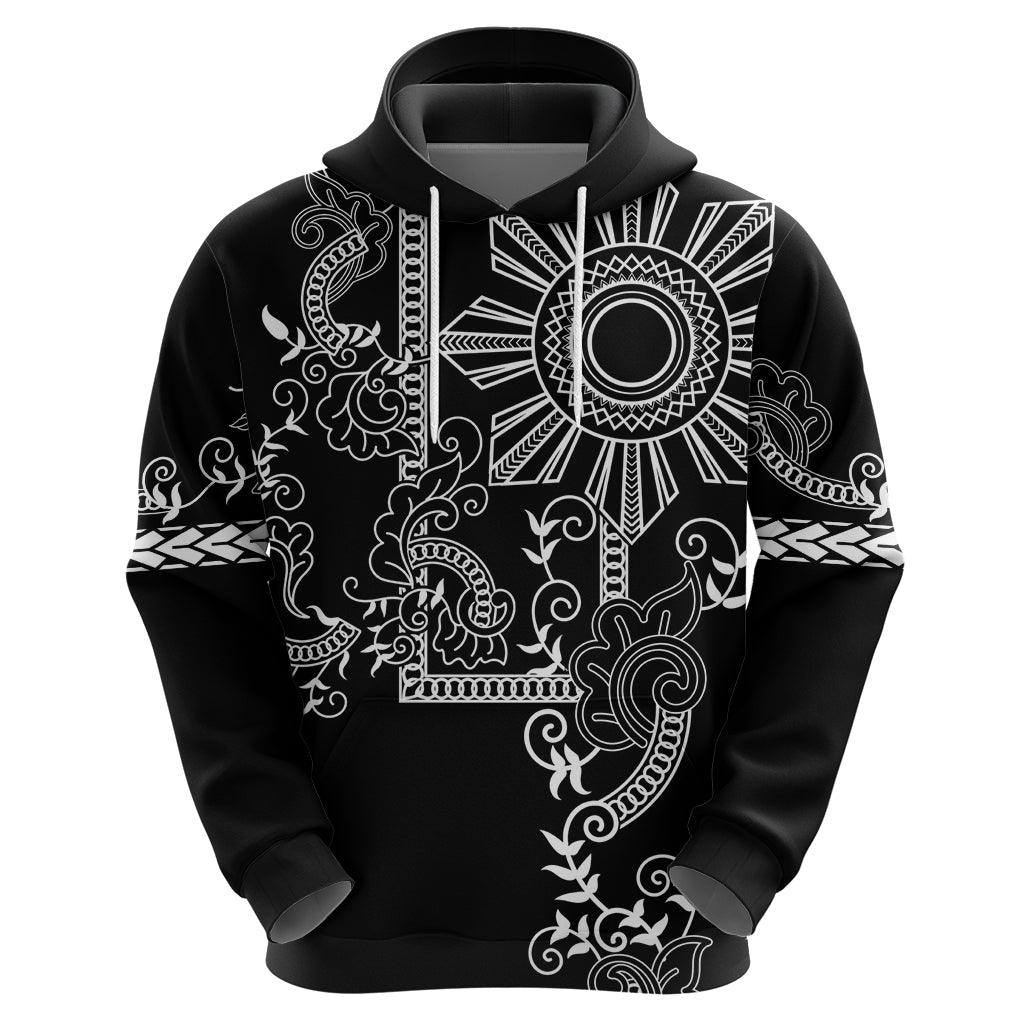 Filipino Sun Tribal Tattoo Zip Hoodie Philippines Inspired Barong Simple Black LT9 - Polynesian Pride
