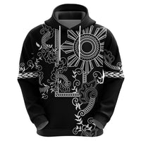 Filipino Sun Tribal Tattoo Zip Hoodie Philippines Inspired Barong Simple Black LT9 - Polynesian Pride