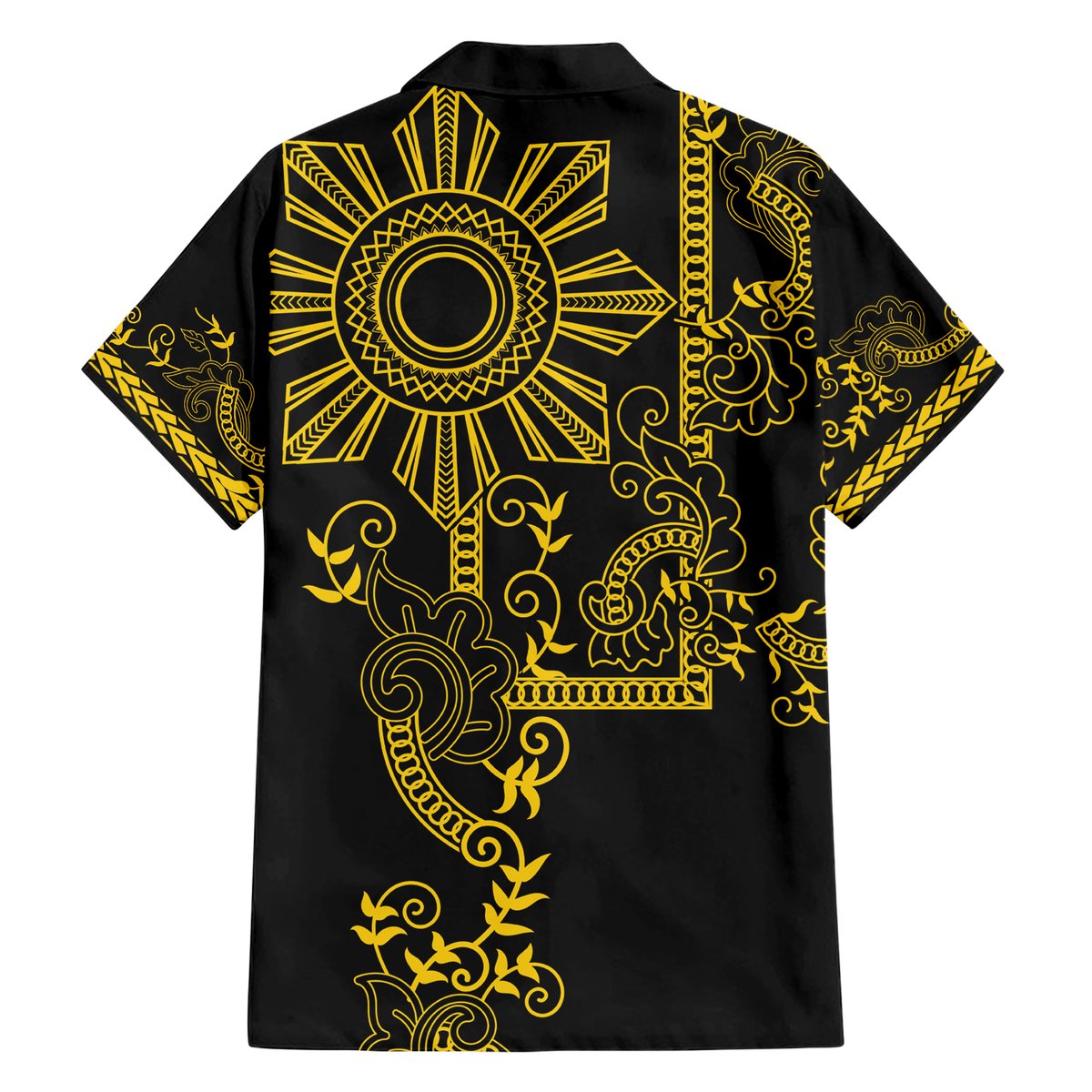 Filipino Sun Tribal Tattoo Hawaiian Shirt Philippines Inspired Barong Simple Gold LT9 - Polynesian Pride