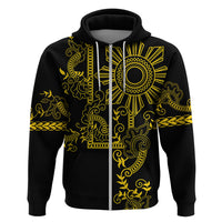 Filipino Sun Tribal Tattoo Hoodie Philippines Inspired Barong Simple Gold LT9 Zip Hoodie Gold - Polynesian Pride