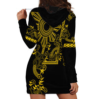 Filipino Sun Tribal Tattoo Hoodie Dress Philippines Inspired Barong Simple Gold LT9 - Polynesian Pride