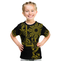 Filipino Sun Tribal Tattoo Kid T Shirt Philippines Inspired Barong Simple Gold LT9 Gold - Polynesian Pride