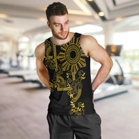 Filipino Sun Tribal Tattoo Men Tank Top Philippines Inspired Barong Simple Gold LT9 Gold - Polynesian Pride