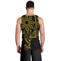 Filipino Sun Tribal Tattoo Men Tank Top Philippines Inspired Barong Simple Gold LT9 - Polynesian Pride