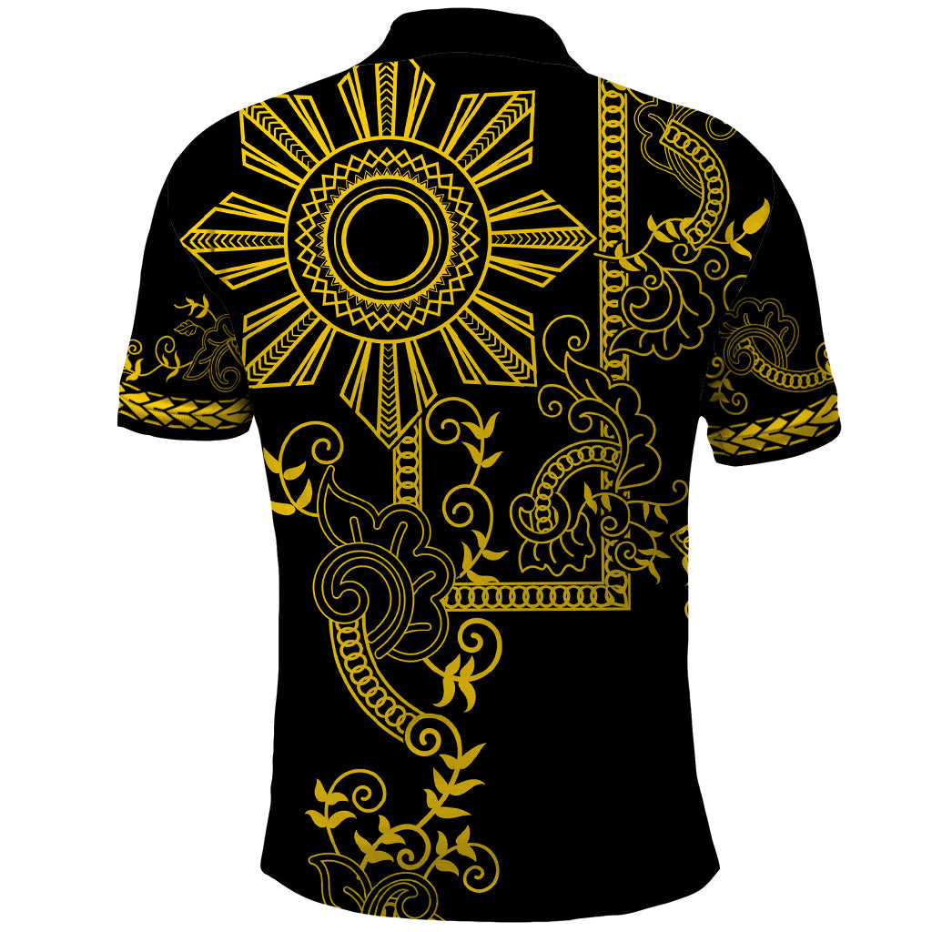 Filipino Sun Tribal Tattoo Polo Shirt Philippines Inspired Barong Simple Gold LT9 - Polynesian Pride