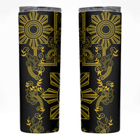 Filipino Sun Tribal Tattoo Skinny Tumbler Philippines Inspired Barong Simple Gold LT9 Black - Polynesian Pride
