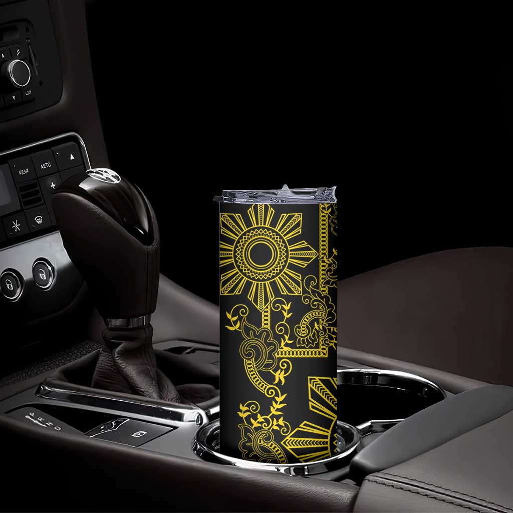Filipino Sun Tribal Tattoo Skinny Tumbler Philippines Inspired Barong Simple Gold LT9 - Polynesian Pride