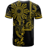 Filipino Sun Tribal Tattoo T Shirt Philippines Inspired Barong Simple Gold LT9 - Polynesian Pride
