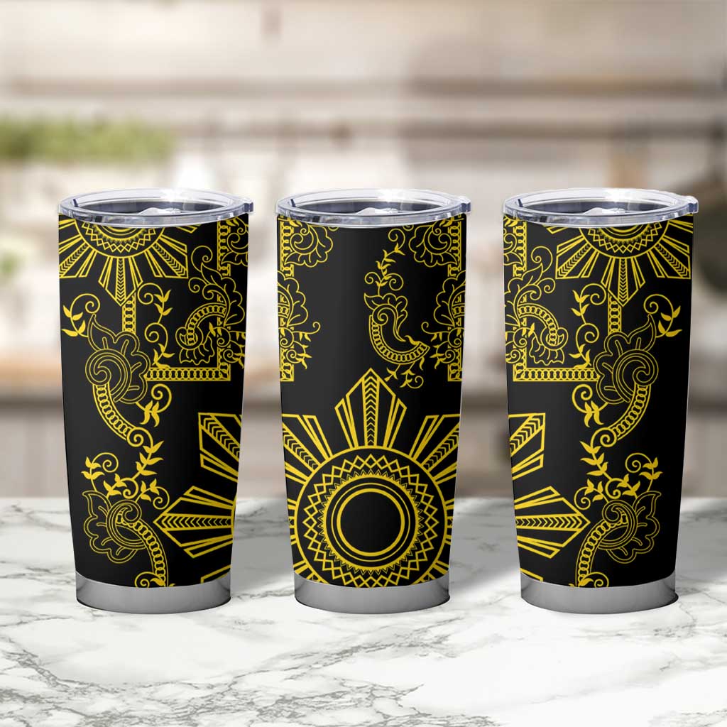 Filipino Sun Tribal Tattoo Tumbler Cup Philippines Inspired Barong Simple Gold LT9 - Polynesian Pride