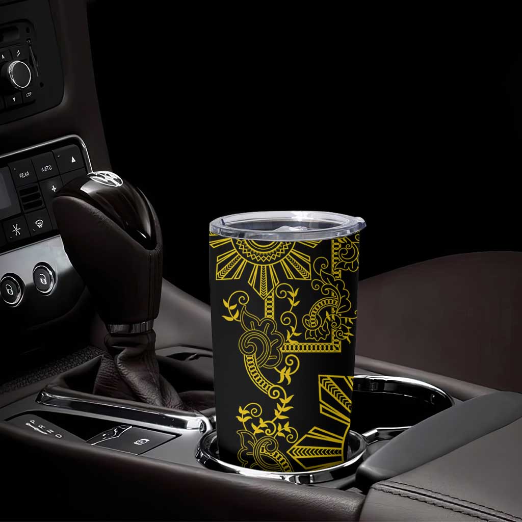 Filipino Sun Tribal Tattoo Tumbler Cup Philippines Inspired Barong Simple Gold LT9 - Polynesian Pride