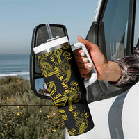 Filipino Sun Tribal Tattoo Tumbler With Handle Philippines Inspired Barong Simple Gold LT9 - Polynesian Pride