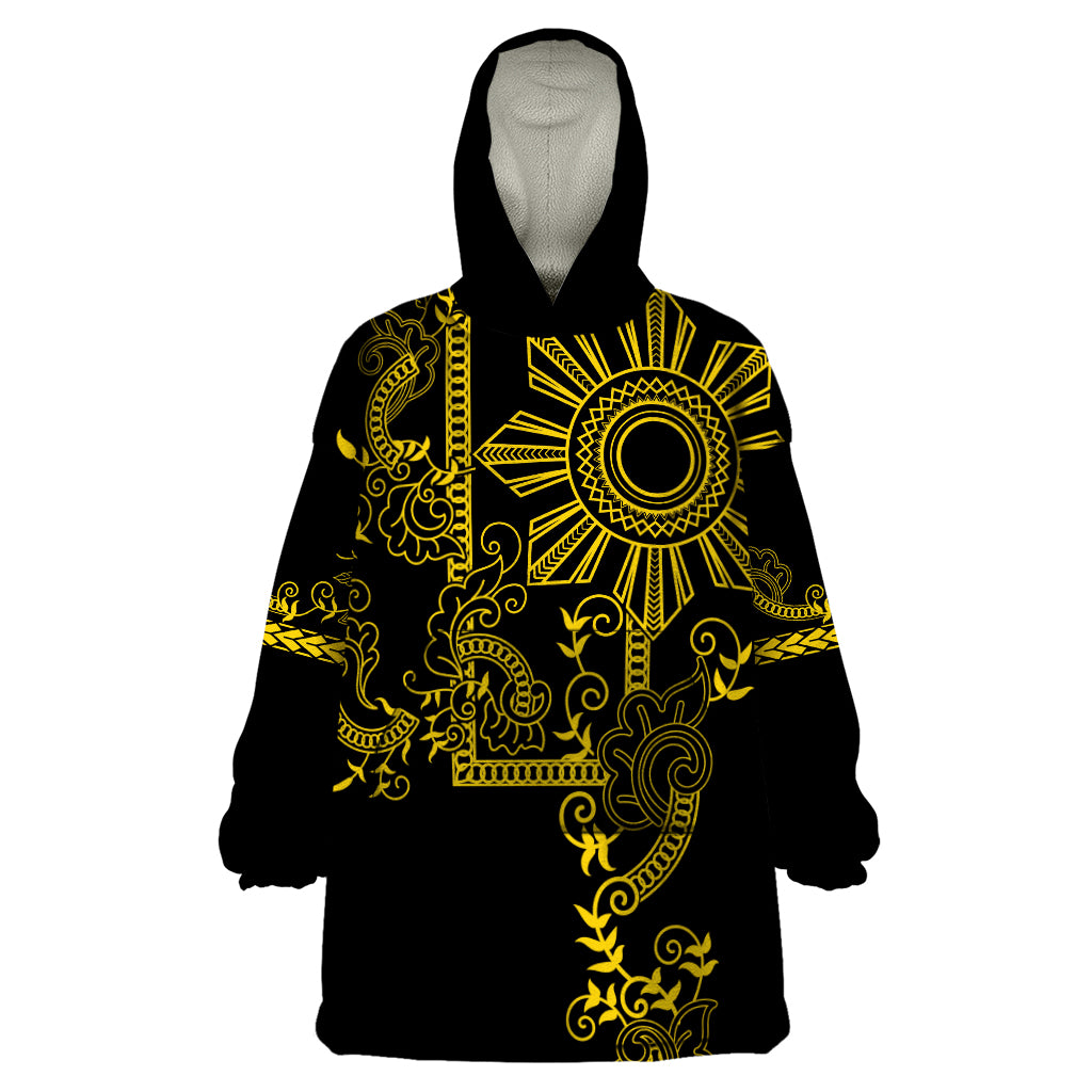 Filipino Sun Tribal Tattoo Wearable Blanket Hoodie Philippines Inspired Barong Simple Gold LT9 One Size Gold - Polynesian Pride