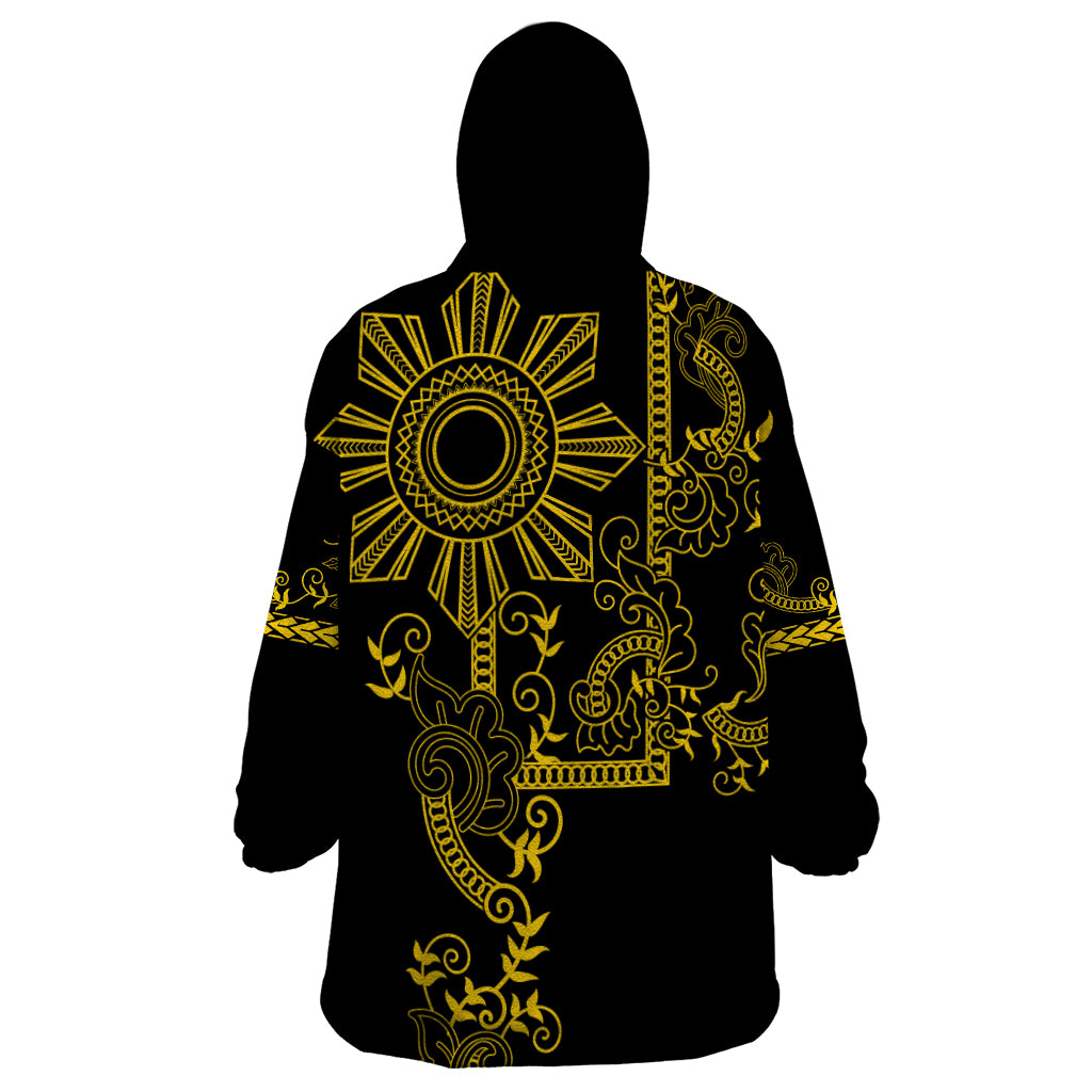 Filipino Sun Tribal Tattoo Wearable Blanket Hoodie Philippines Inspired Barong Simple Gold LT9 - Polynesian Pride