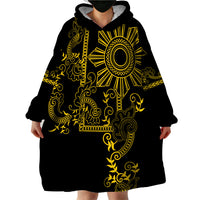 Filipino Sun Tribal Tattoo Wearable Blanket Hoodie Philippines Inspired Barong Simple Gold LT9 - Polynesian Pride