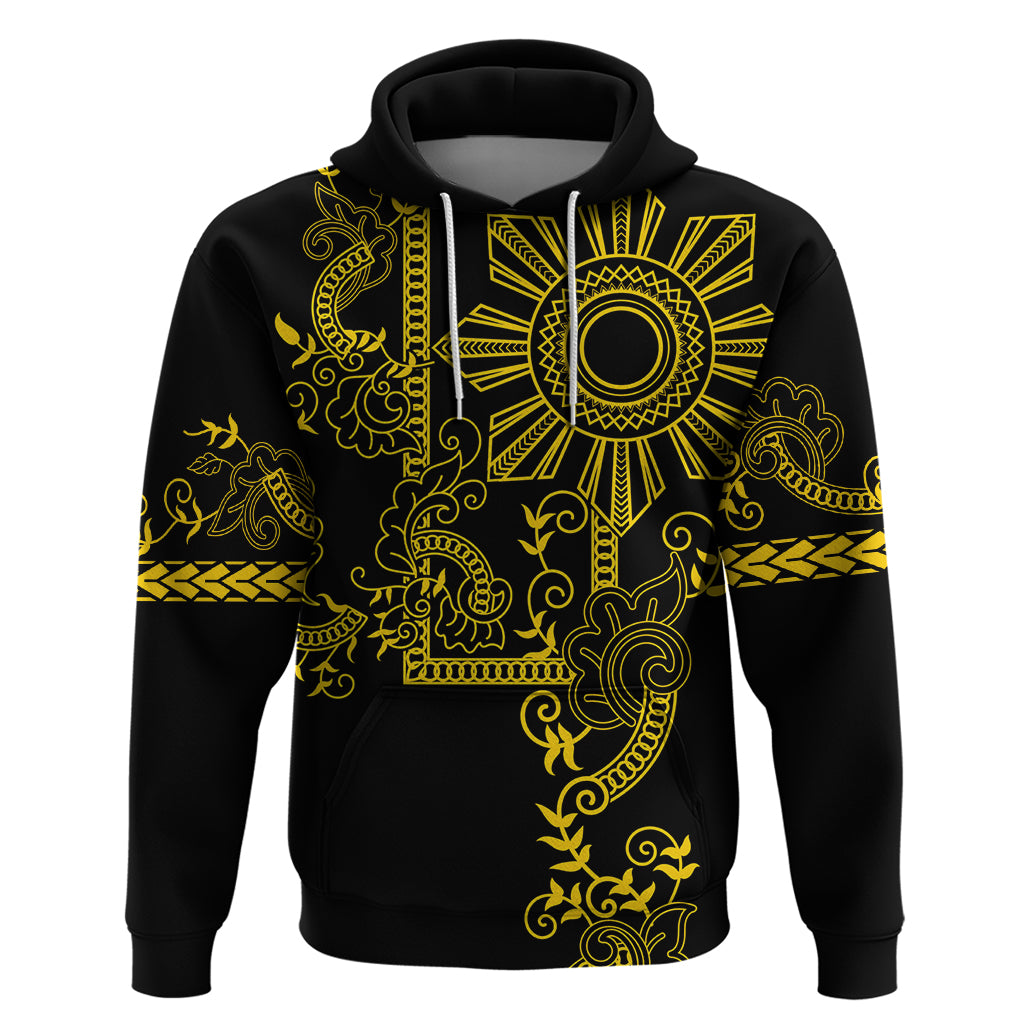 Filipino Sun Tribal Tattoo Zip Hoodie Philippines Inspired Barong Simple Gold LT9 Pullover Hoodie Gold - Polynesian Pride