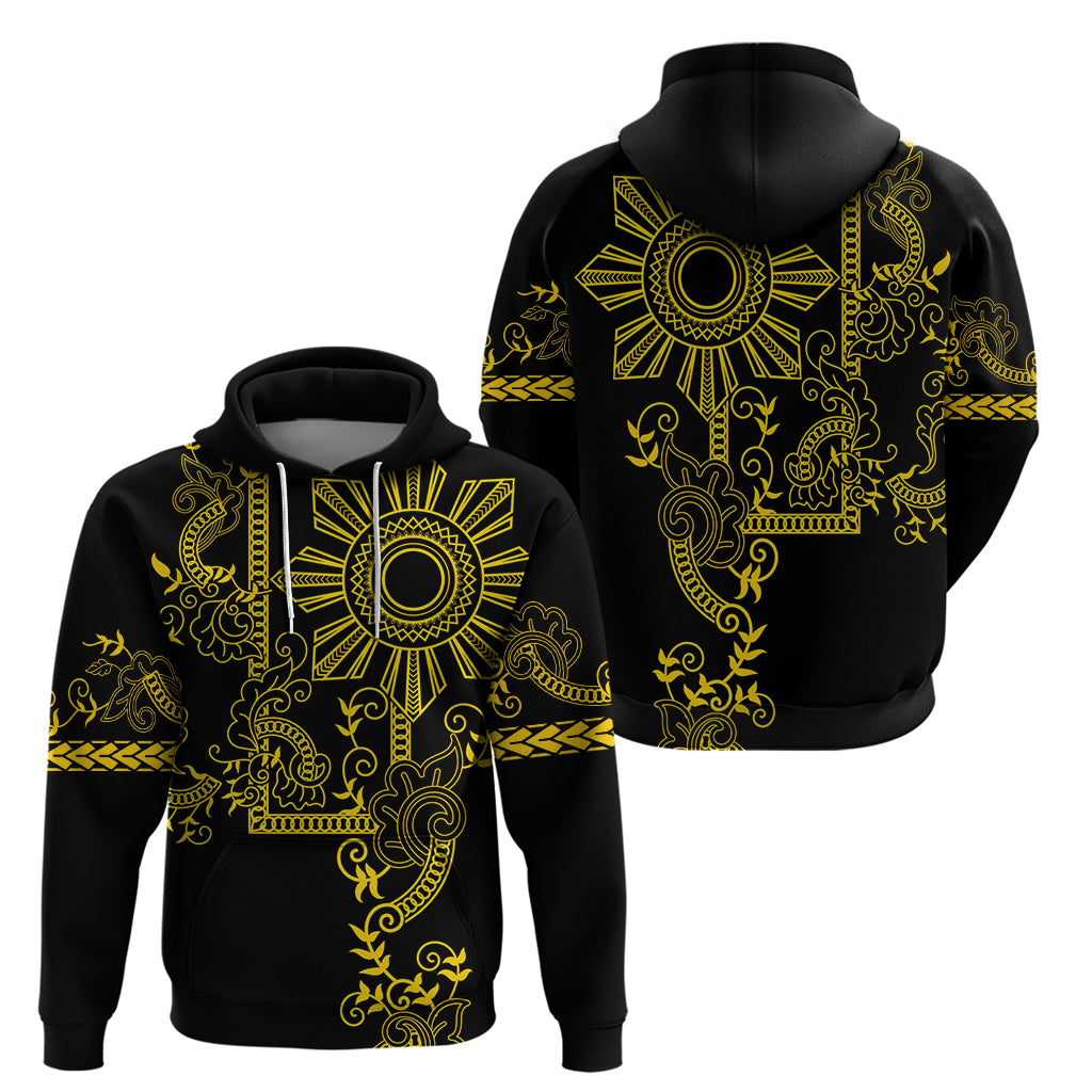Filipino Sun Tribal Tattoo Zip Hoodie Philippines Inspired Barong Simple Gold LT9 - Polynesian Pride