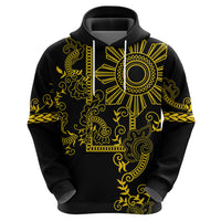 Filipino Sun Tribal Tattoo Zip Hoodie Philippines Inspired Barong Simple Gold LT9 - Polynesian Pride