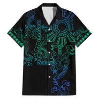 Filipino Sun Tribal Tattoo Family Matching Mermaid Dress and Hawaiian Shirt Philippines Inspired Barong Blue Art LT9 Dad's Shirt - Short Sleeve Blue - Polynesian Pride