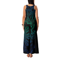 Filipino Sun Tribal Tattoo Family Matching Tank Maxi Dress and Hawaiian Shirt Philippines Inspired Barong Blue Art LT9 - Polynesian Pride