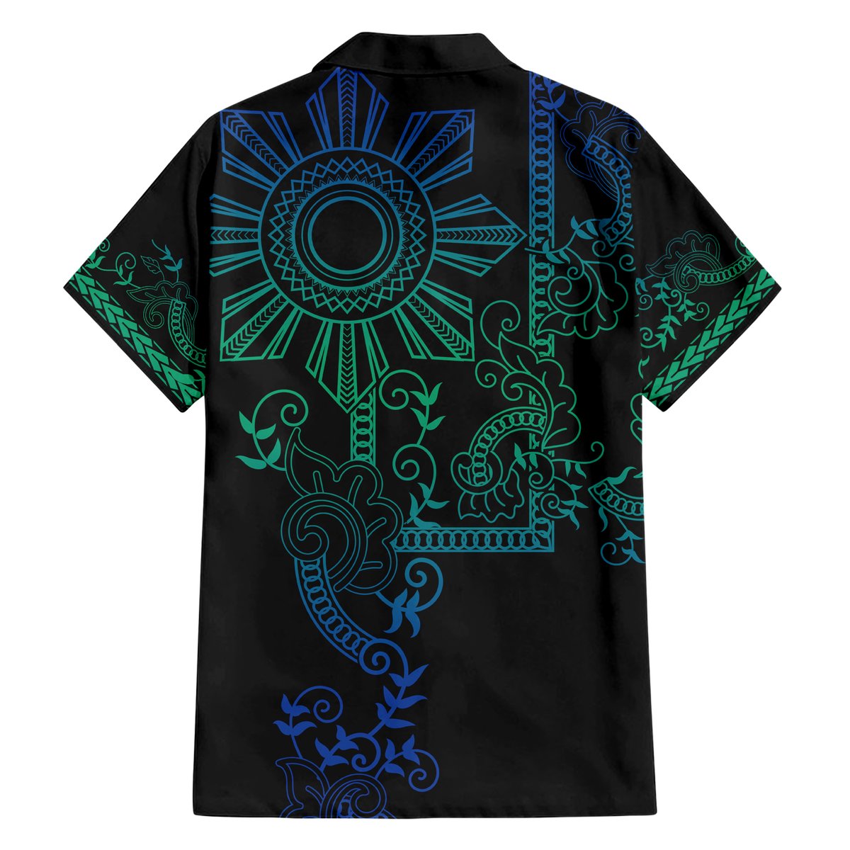 Filipino Sun Tribal Tattoo Hawaiian Shirt Philippines Inspired Barong Blue Art LT9 - Polynesian Pride