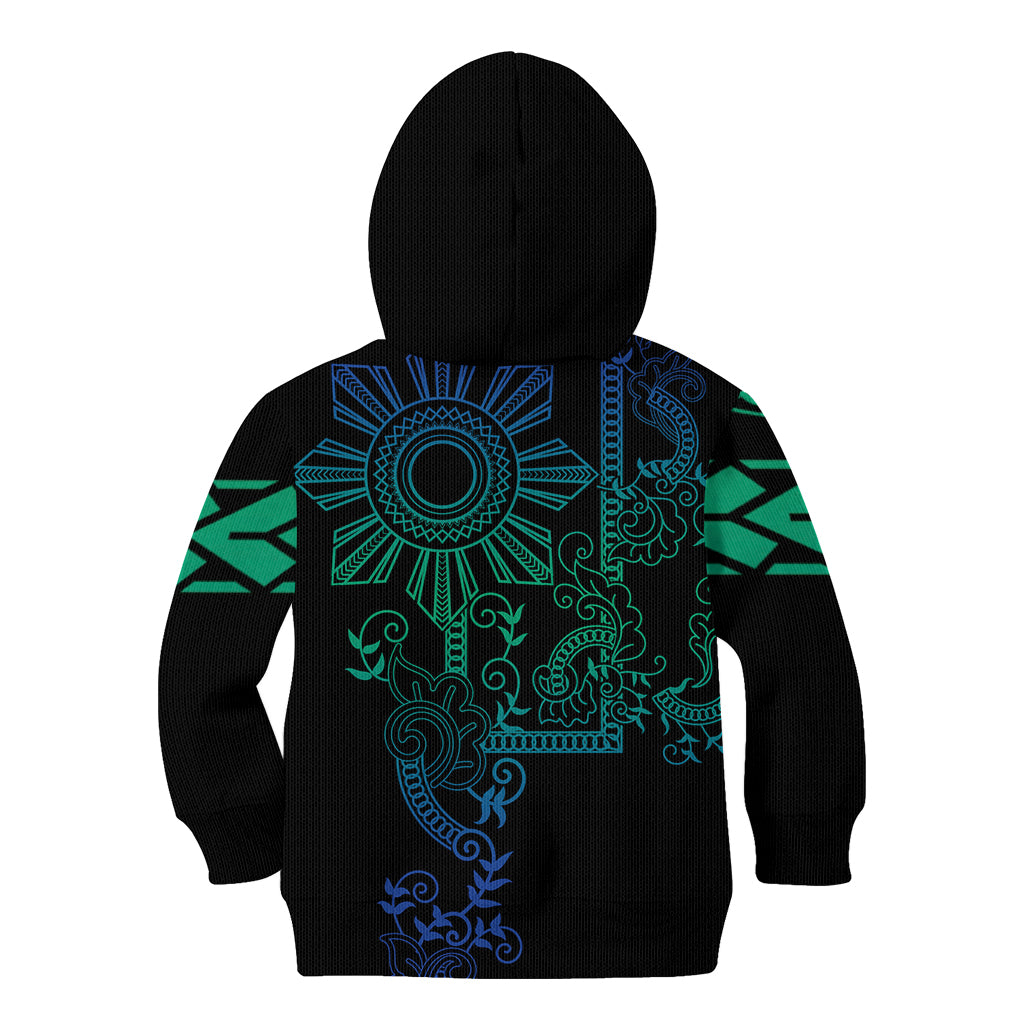 Filipino Sun Tribal Tattoo Kid Hoodie Philippines Inspired Barong Blue Art LT9 - Polynesian Pride