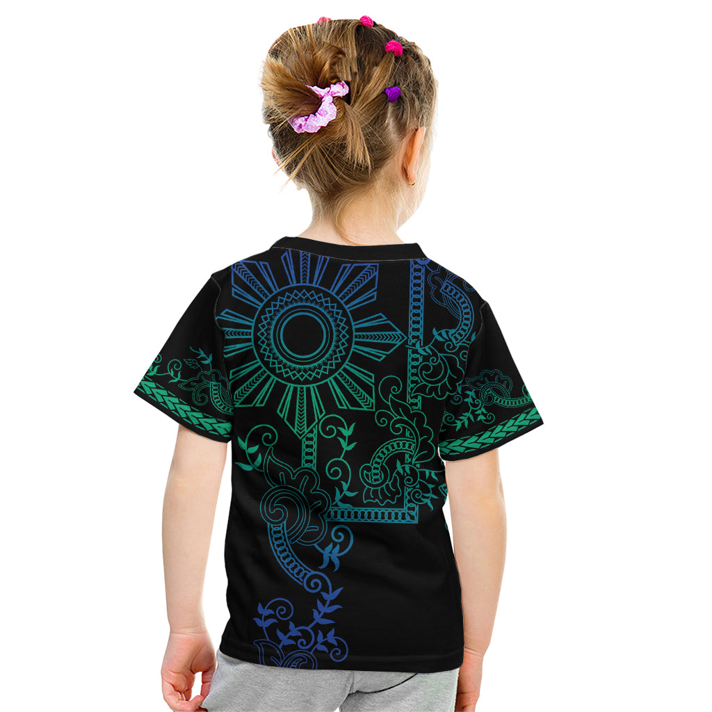 Filipino Sun Tribal Tattoo Kid T Shirt Philippines Inspired Barong Blue Art LT9 - Polynesian Pride