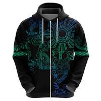 Filipino Sun Tribal Tattoo Zip Hoodie Philippines Inspired Barong Blue Art LT9 - Polynesian Pride