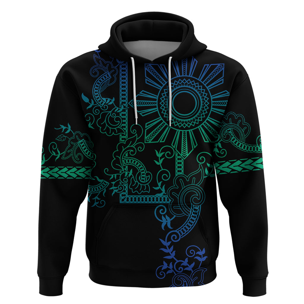 Filipino Sun Tribal Tattoo Zip Hoodie Philippines Inspired Barong Blue Art LT9 Pullover Hoodie Blue - Polynesian Pride
