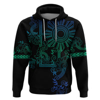 Filipino Sun Tribal Tattoo Zip Hoodie Philippines Inspired Barong Blue Art LT9 Pullover Hoodie Blue - Polynesian Pride