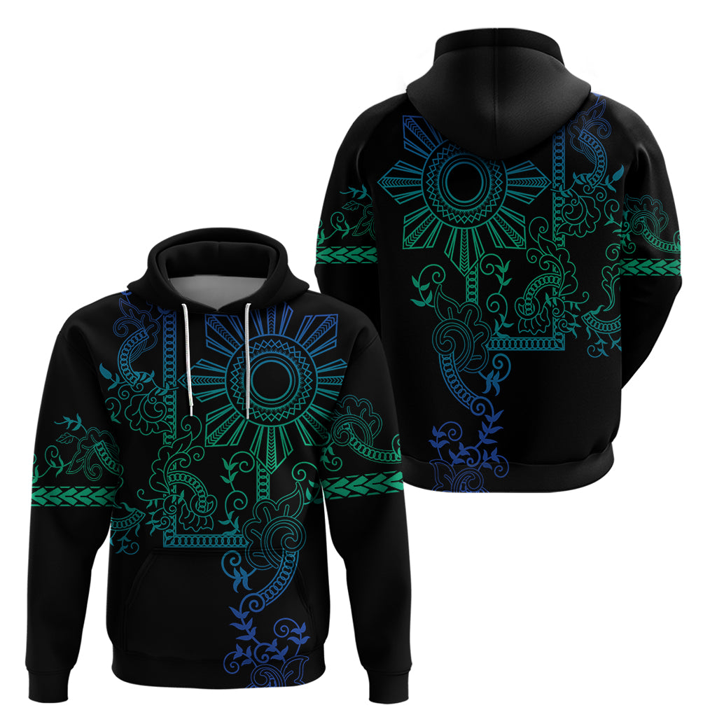 Filipino Sun Tribal Tattoo Zip Hoodie Philippines Inspired Barong Blue Art LT9 - Polynesian Pride