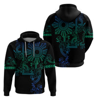 Filipino Sun Tribal Tattoo Zip Hoodie Philippines Inspired Barong Blue Art LT9 - Polynesian Pride