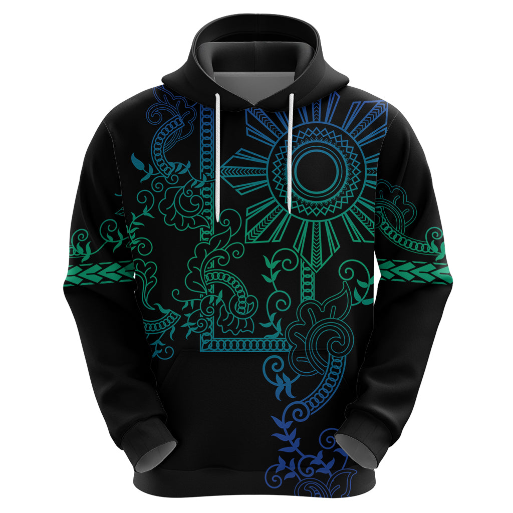 Filipino Sun Tribal Tattoo Zip Hoodie Philippines Inspired Barong Blue Art LT9 - Polynesian Pride