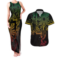 Filipino Sun Tribal Tattoo Couples Matching Tank Maxi Dress and Hawaiian Shirt Philippines Inspired Barong Reggae Art LT9 Reggae - Polynesian Pride