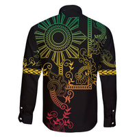 Filipino Sun Tribal Tattoo Family Matching Long Sleeve Bodycon Dress and Hawaiian Shirt Philippines Inspired Barong Reggae Art LT9 - Polynesian Pride
