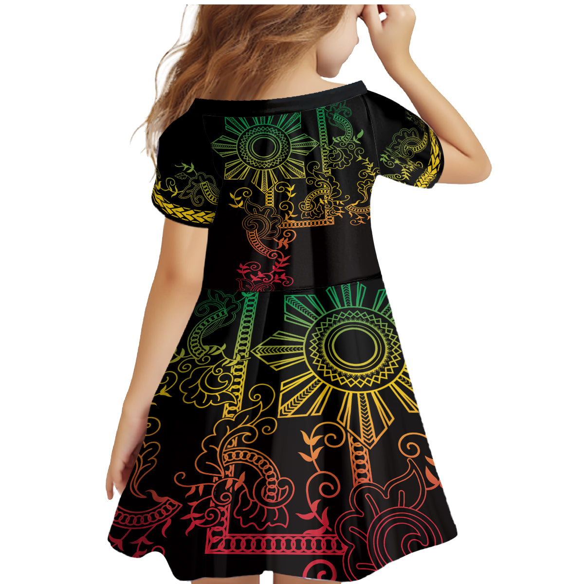 Filipino Sun Tribal Tattoo Family Matching Mermaid Dress and Hawaiian Shirt Philippines Inspired Barong Reggae Art LT9 - Polynesian Pride