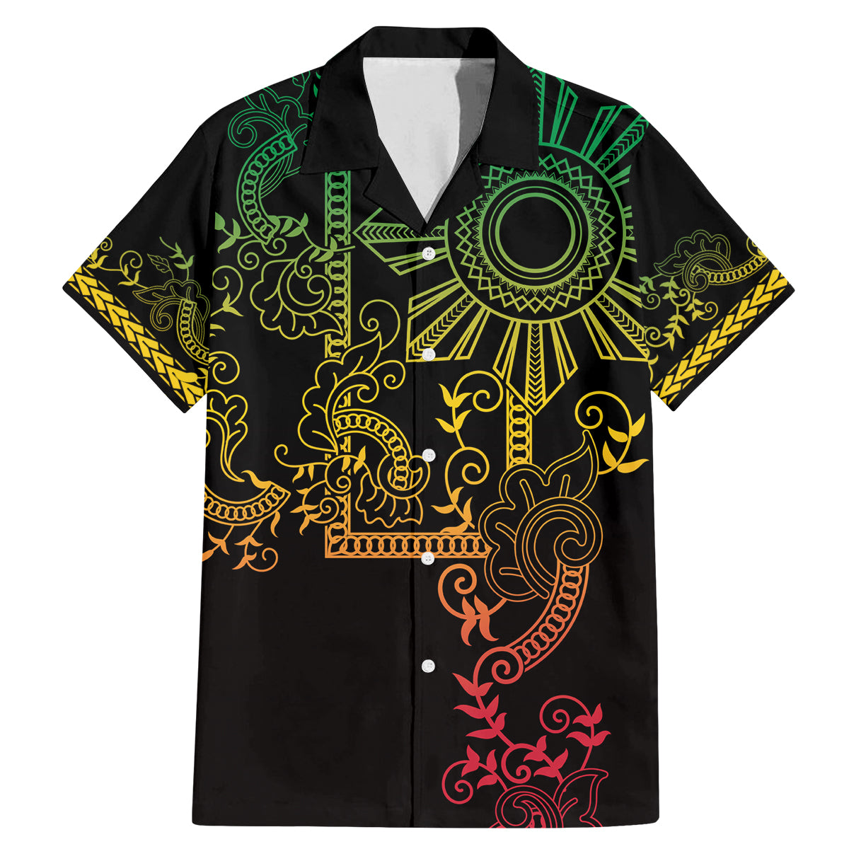 Filipino Sun Tribal Tattoo Family Matching Mermaid Dress and Hawaiian Shirt Philippines Inspired Barong Reggae Art LT9 Dad's Shirt - Short Sleeve Reggae - Polynesian Pride